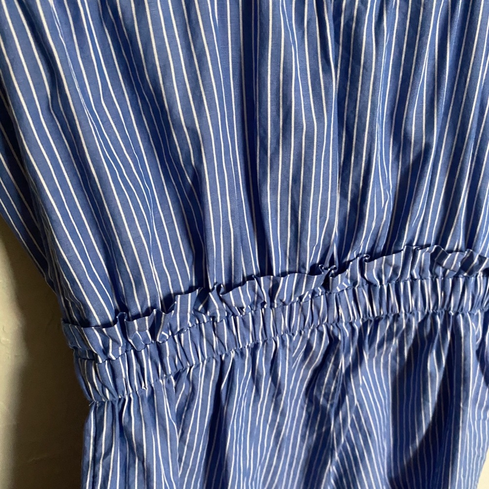 ACTIVE USA Light Blue & White Pinstripe Cinch Waist Romper Size Small - Picture 10 of 14